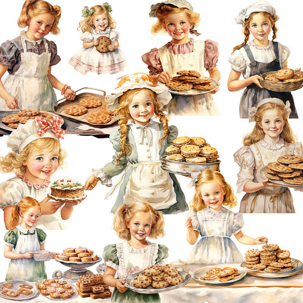 12 pegatinas de niña de galletas