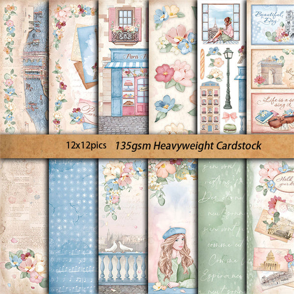 12PCS Girl's Diary material paper