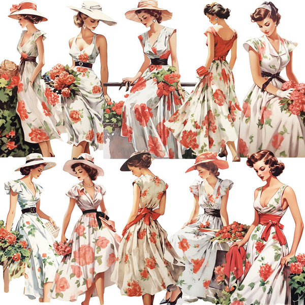 16 piezas de pegatinas vintage para vestidos con motivos florales