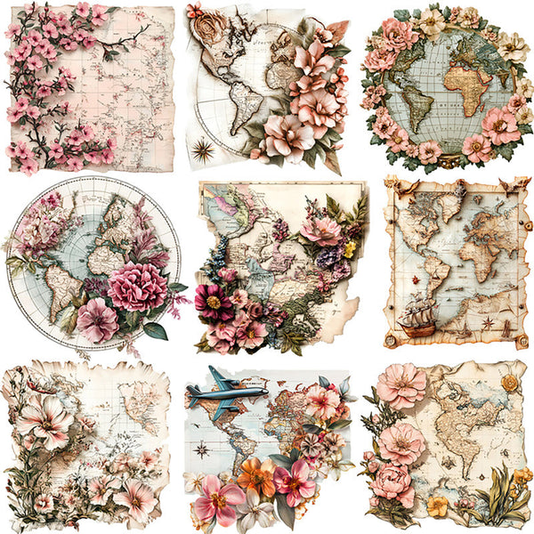 20PCS Flower map sticker