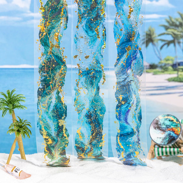Wind Blows Over the Waves Series Gold Stamping PET Tape