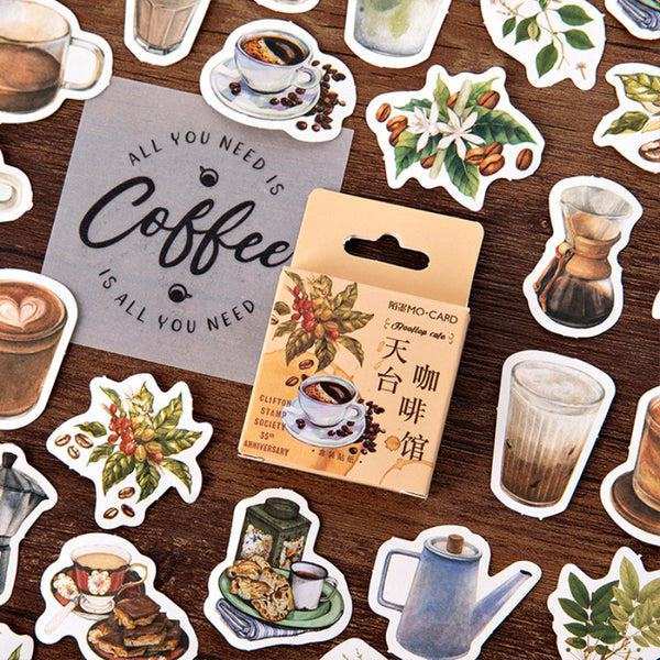 46PCS Rooftop cafe sticker