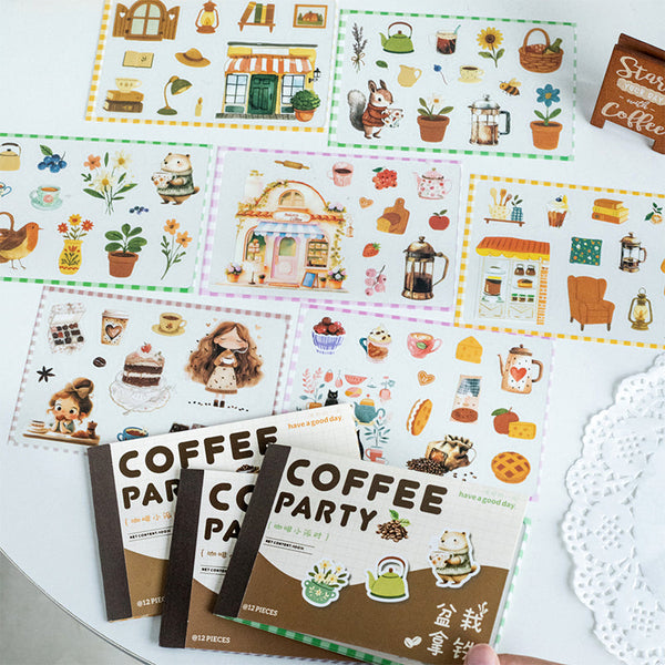12PCS Coffee Party series sticker book