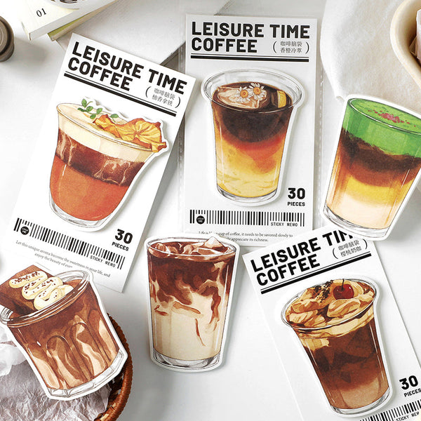 30PCS Coffee Head Series note paper