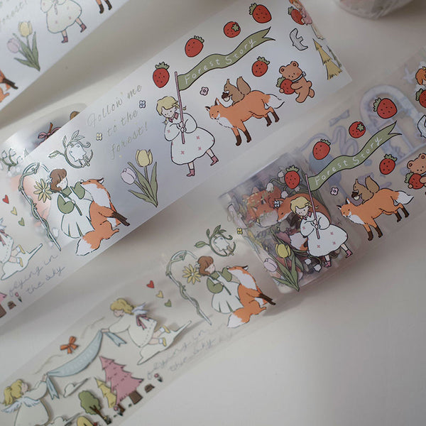 Ganze Rolle 5 cm x 5 m Washi/PET-Klebeband „Meet the forest“