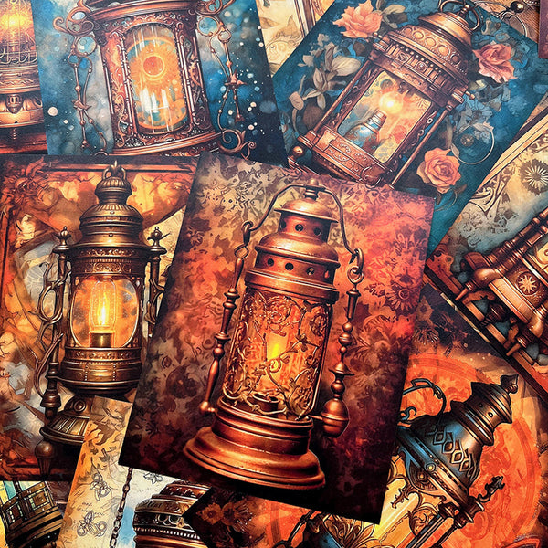 40PCS Retro kerosene lamp background paper