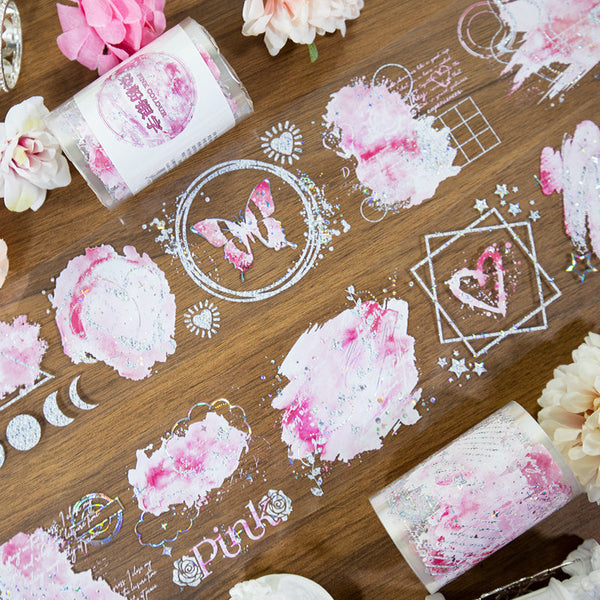 Gilded pink Shell Light Silver PET Tape