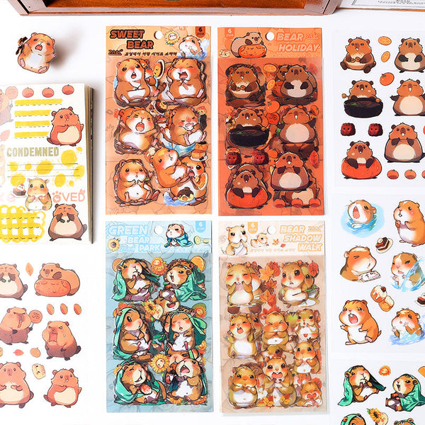 6PCS Dream bear travel series sticker