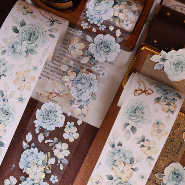 5.5cm*120cm Clear sky flower Washi/PET/Shell Light PET Tape