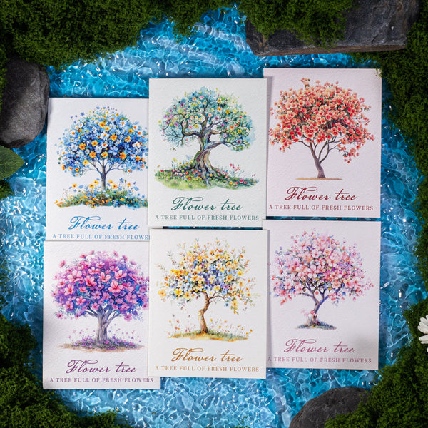 10PCS Trees full of flowers series sticker