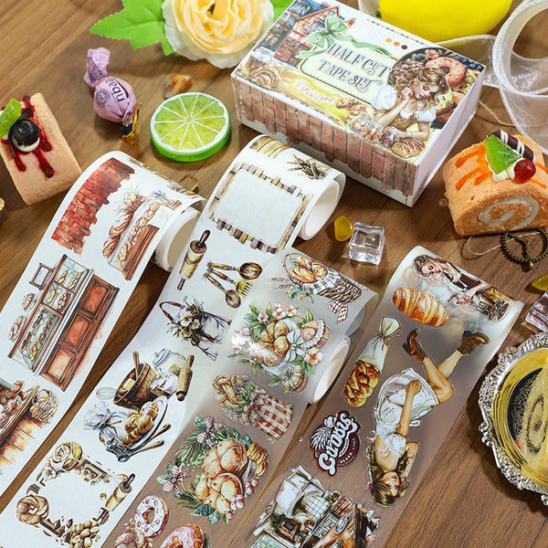 Wheat Scent Soft Rhythm Die Cutting Washi/Fog PET Tape Set