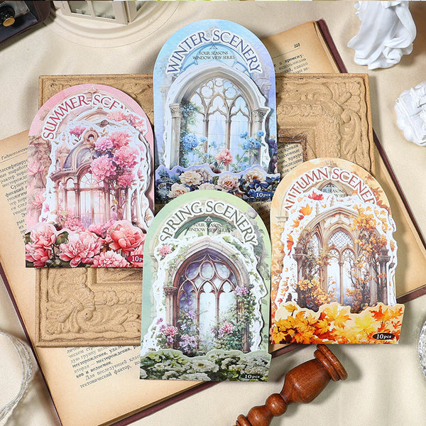 10PCS Four seasons window series sticker