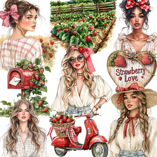 12PCS Strawberry Girl sticker