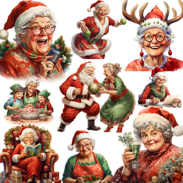 20 pegatinas navideñas de abuela