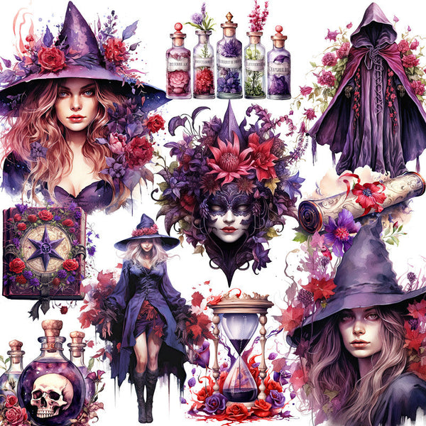 20 pegatinas de La bruja de las flores