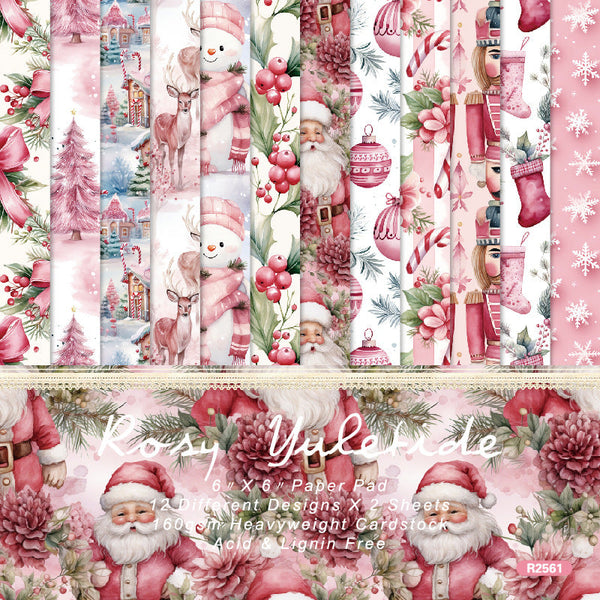24PCS Rosy Yuletide material paper