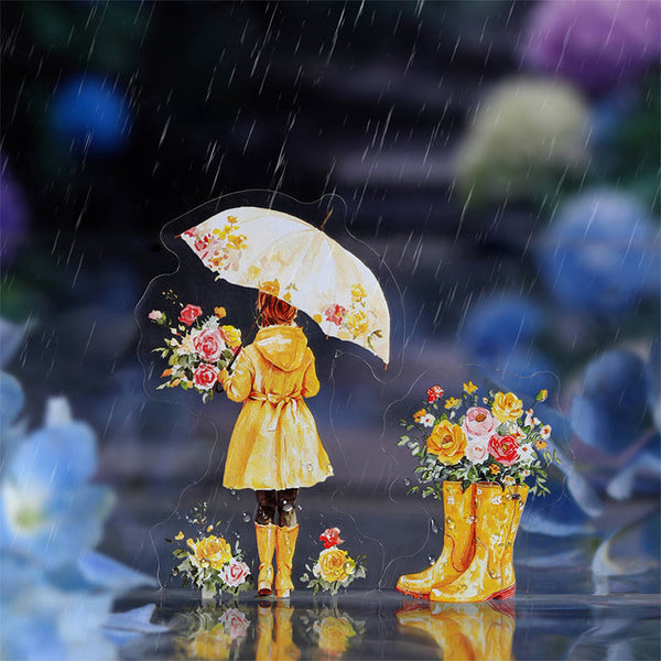 15PCS Rain Lane Flower Blooming Series sticker