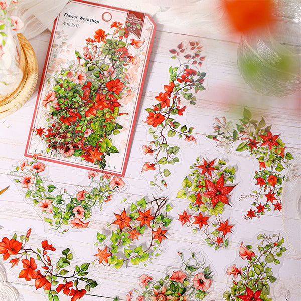 10PCS Flower Vine Workshop Series sticker