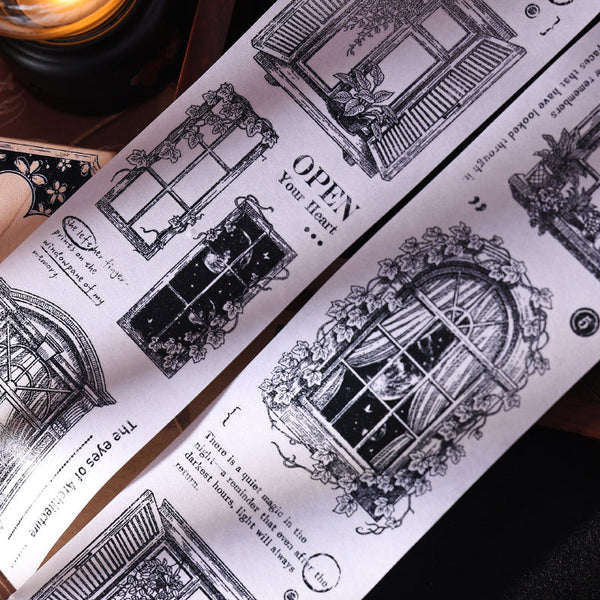 Whole Roll 6cm*6m Vintage window Die Cutting Washi/PET Tape