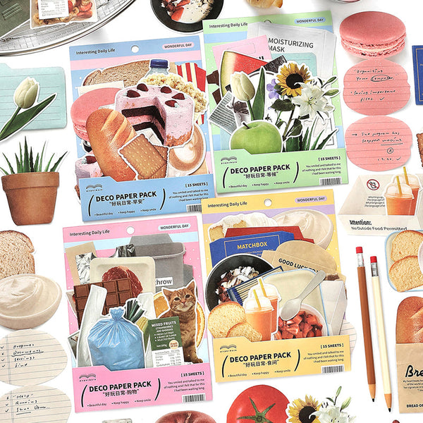 15PCS Fun Daily Life Series material paper