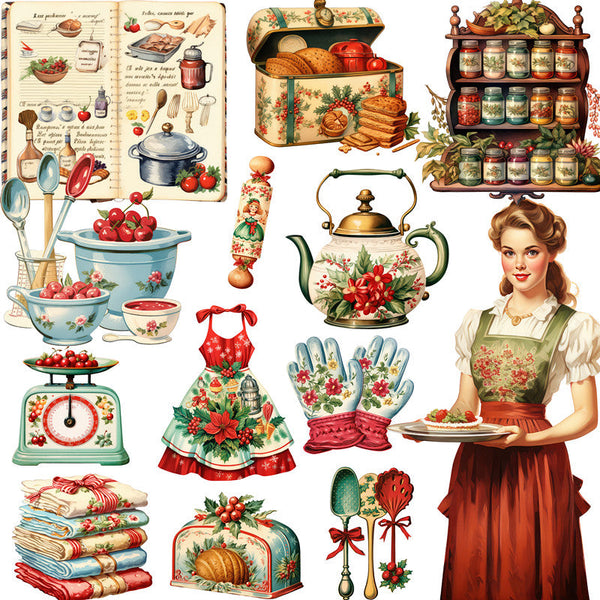 20PCS Vintage Christmas Kitchen sticker