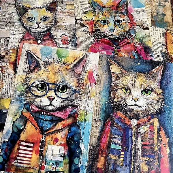 12PCS Graffiti cat background paper