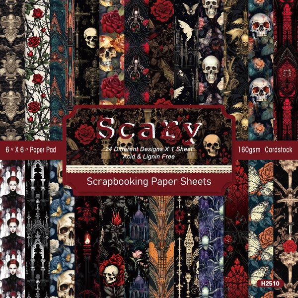 24PCS Scary material paper
