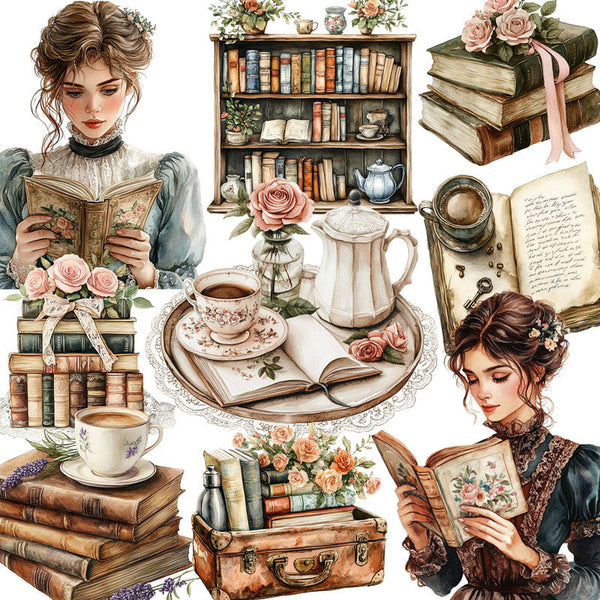12PCS Book girl sticker