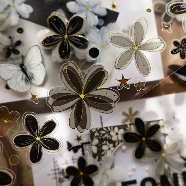 4cm*120cm Nocturne Little Flower Die Cutting Gold Stamping Washi/PET Tape