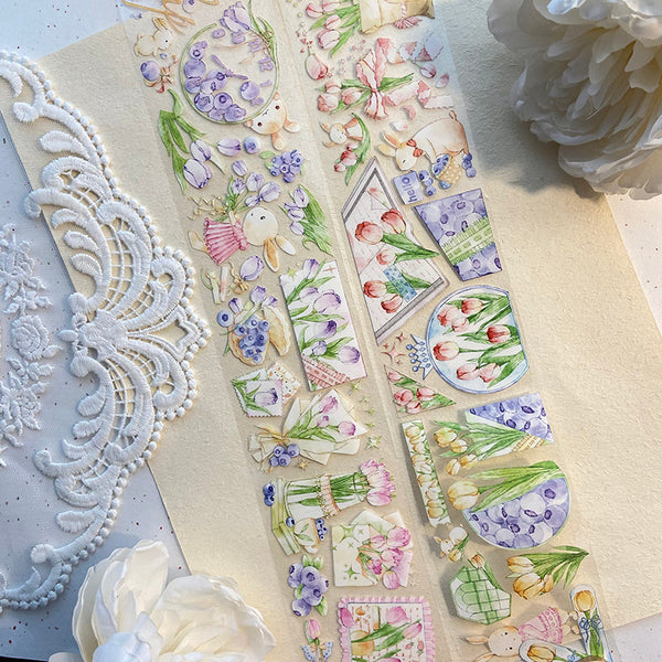 Whole Roll 6cm*5m Tulip rabbit PET Tape