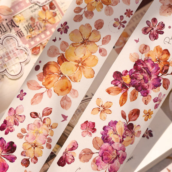 Whole Roll 5cm*6m The flowers are in full bloom Washi/PET Tape