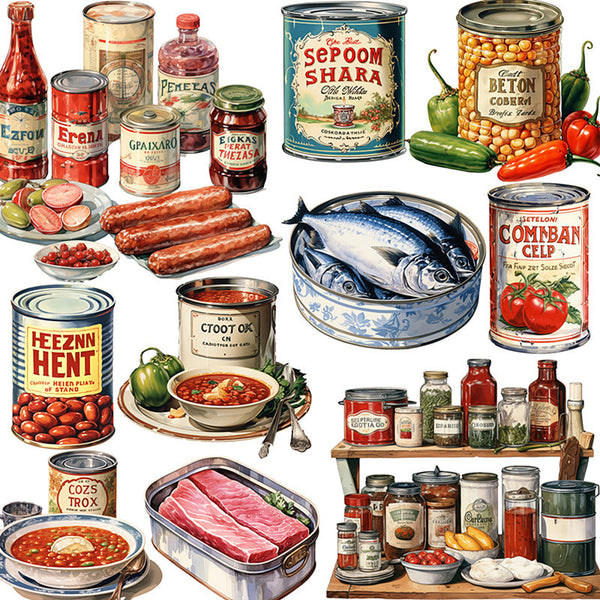 20PCS Retro canned food sticker