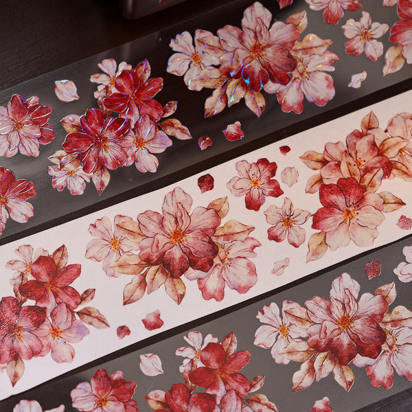 5.5cm*120cm Yearning red flowers Washi/PET/Shell Light PET Tape