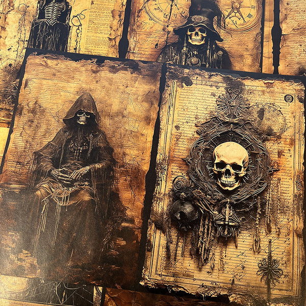 6PCS Vintage Skull Reaper background paper