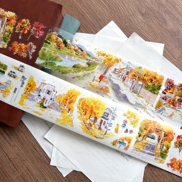 Whole Roll 7cm*5m The deep autumn Die Cutting Washi/PET/Fog PET Tape