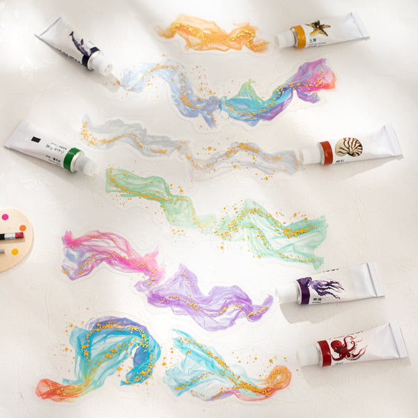 10PCS Light Gauze Gilded Series sticker