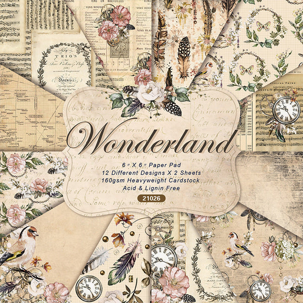 24PCS Wonderland background paper