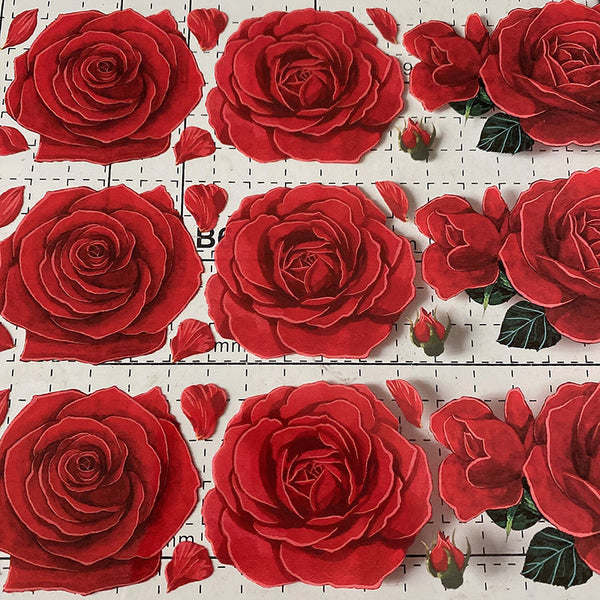 5.5cm*100cm Bright Red Rose Crystal Ink PET tape