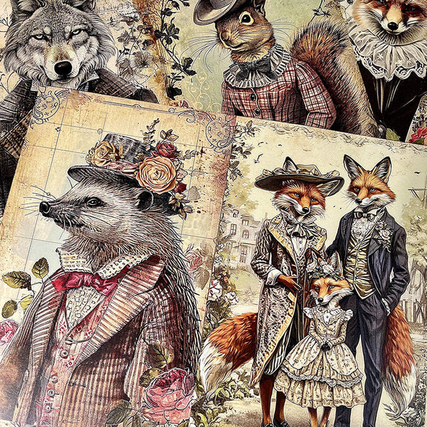 12PCS Grotesque animal background paper