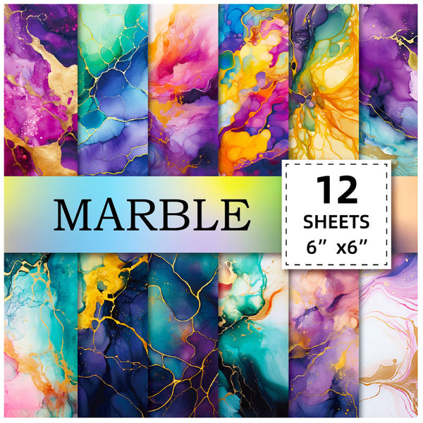12PCS Marble gilding material paper