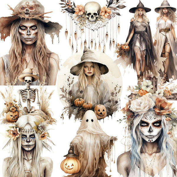 20 pegatinas de Halloween de brujas bohemias