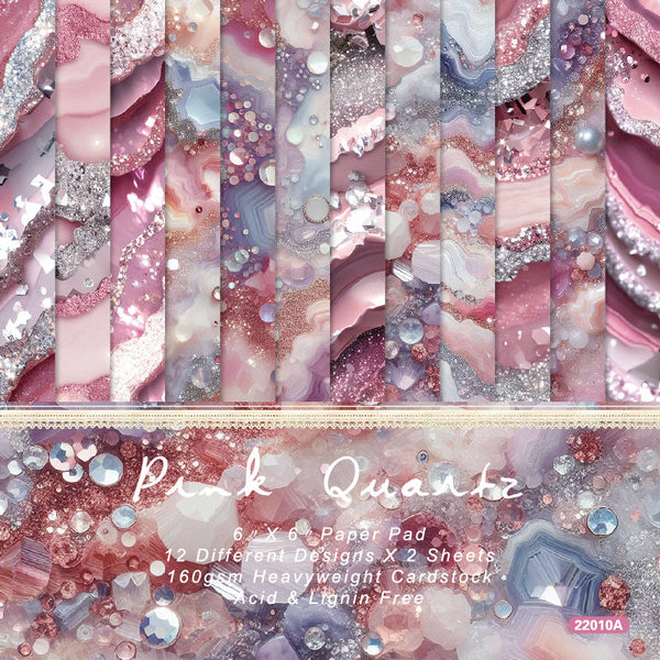 24PCS Pink Quartz background paper