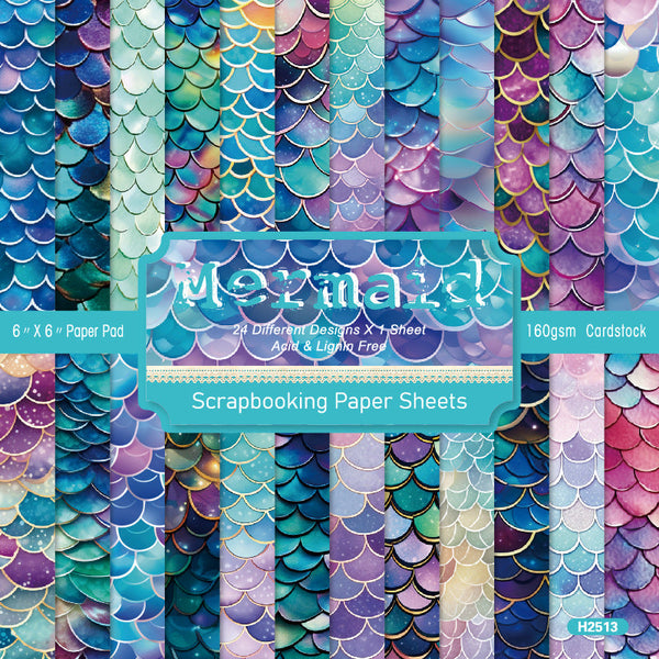 24PCS Mermaid material paper