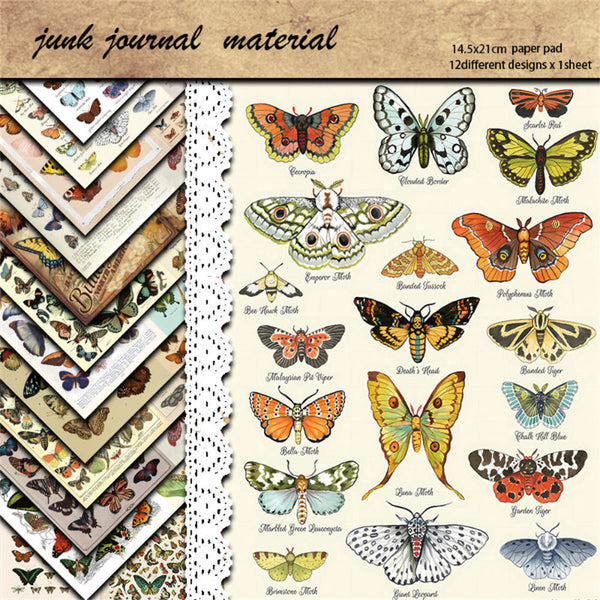 12PCS Butterfly World material paper