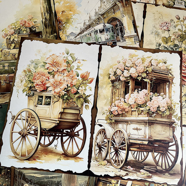 12PCS Carriage tower background paper