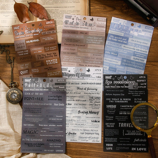 4PCS English Chattering Series sticker