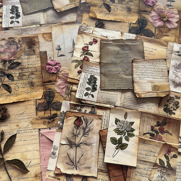 12PCS Vintage English plant background paper