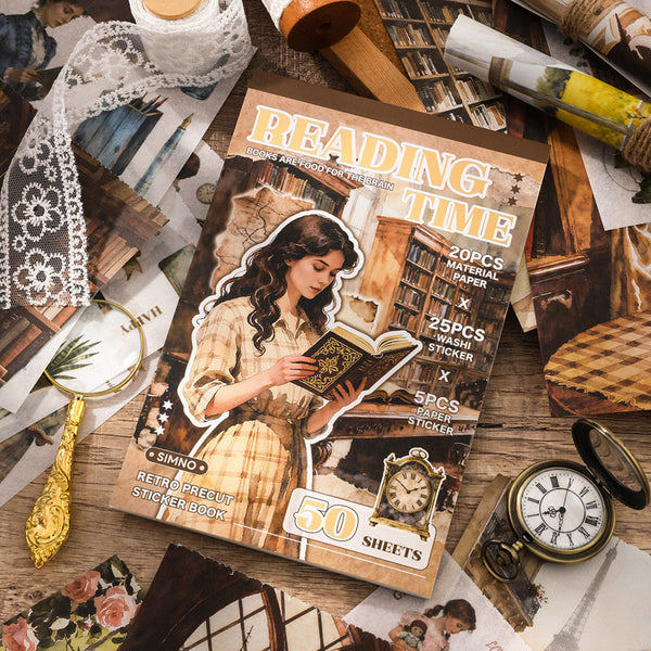 50PCS Reading Time Series sticker book