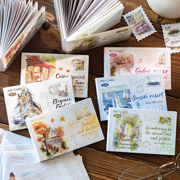 50PCS Travel Letters Series note paper