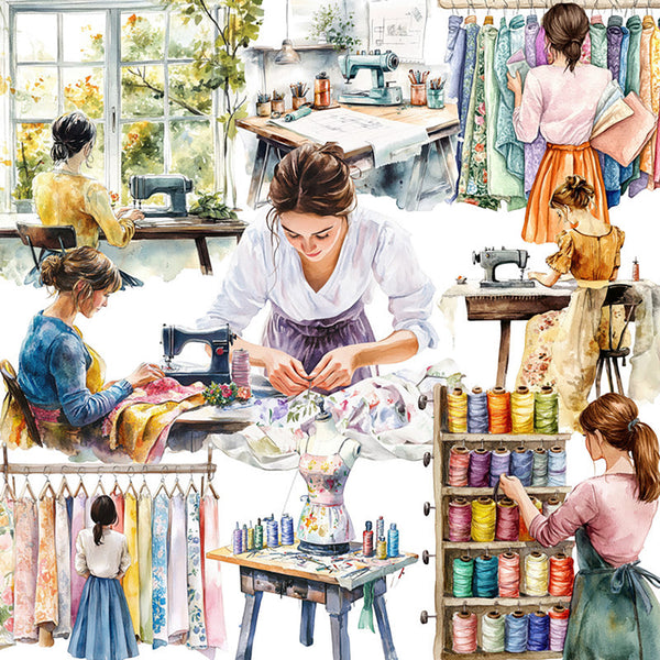 20PCS Sewing girl sticker